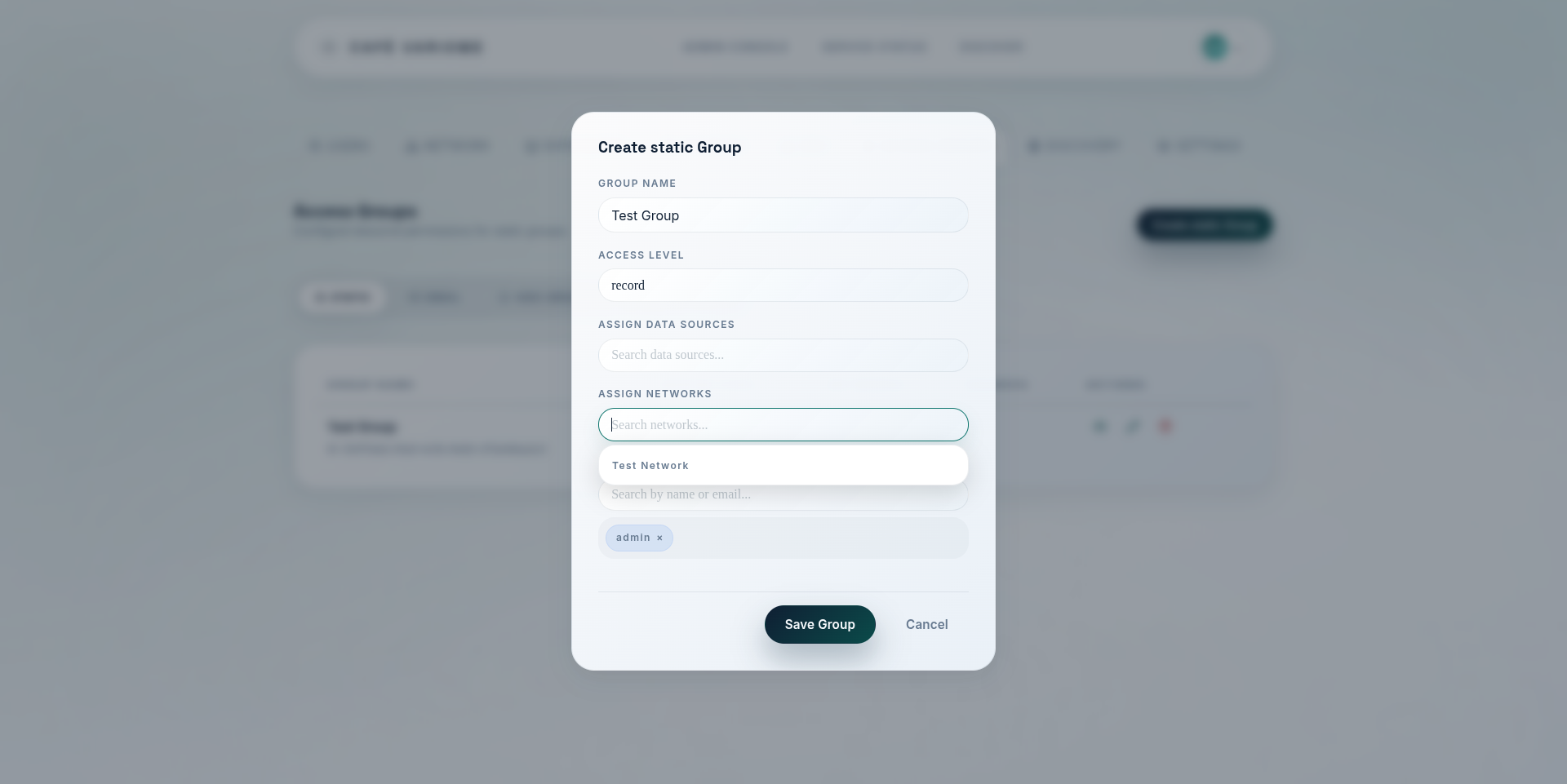 Create Static Access Group